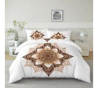 Parure de Lit Mandala Géométrique 90 x 200 cm Housse de Couette en Microfibre, Ensemble de Literie pour Filles Garçon Ado, Blanc Imprimé Housse de Couette