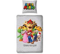 Parure de lit - MARIO BROS - Super Mario et ses amis - Microfibre - 1 housse de couette 140 x 200 cm + 1 taie 63 x 63 cm