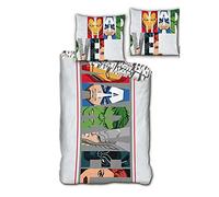 Parure de Lit Marvel Avengers - Housse de Couette 140x200 cm + Taie d'oreiller 63x63 cm