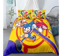 Parure De Lit Meete Nordic Sonic The Hedgehog, Housse De Couette Et 2 Taies D'oreiller 50 X 75 Cm, Douce Au Toucher.