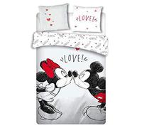 Parure de lit Mickey et Minnie Love 2 Personnes - Housse de Couette 240x220 cm + 2 Taies 65x65 cm