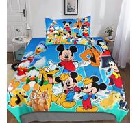 Parure De Lit Mickey Mouse Et Donald Duck, Housse De Couette 3d, Draps, Housse De Couette, Taie D'oreiller, Fermeture Éclair Dissimulée, Microfibre Douce, 3 Pieces, Pour Lit Simple