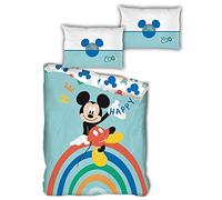 Aymax! Parure de lit Mickey Rainbow pour enfant – Housse de couette 140x200 cm + Taie 63x63 cm