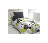 Parure de lit microfibre - BULLES DE REVE - Housse 140 x 200 cm + 1 taie d'oreiller 63 x 63 cm - Gris