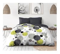 Parure de lit microfibre - HOME LINGE PASSION - BULLES DE REVE - Housse 240 x 260 cm + 2 taies d'oreiller 63 x 63 cm - Gris