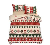 Parure de Lit Microfibre Noël Wapiti Animal, 3 Pièces - Housse de Couette 220 x 240 cm avec Fermeture Éclair + 2 Taies d'Oreiller 50 x 75 cm (Rouge A)