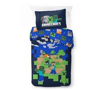 Parure de lit Minecraft 100% Coton | Housse de Couette 140x200 cm + Taie d'oreiller 50x70 cm | Linge de lit Enfant Doux et Respirant | Décoration de Chambre Minecraft Amusante (Je t'ai Soutenu)