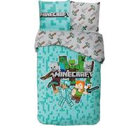 Parure de Lit Minecraft en Coton, Housse de Couette Minecraft Réversible avec Taie d'oreiller - 100% Coton (Parure de lit Minecraft)