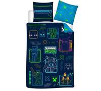 Parure de Lit - Minecraft - Enfant - Housse de Couette 140x200 cm - Taie d'Oreiller 63x63 cm - Oeko Tex