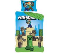 Parure de Lit Minecraft Housse de Couette MinecraftRéversible avec Taie d'oreiller, 2 Pièces (140x200 cm + 65x65 cm), 1 Personne (Parure Minecraft)