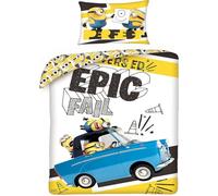 Parure de lit - Minions Trio Auto - Housse de couette 140x200 cm - Multicolore - Lavable en machine