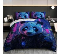 Parure de Lit ModèLe de Panda MéCanique Housse de Couette 240x220 cm et 2 Taie d'oreiller, Couleurs NéOn Douce et Hypoallergique Microfibre Parure de Couette 2 Personnes pour Enfant Ado et Adulte