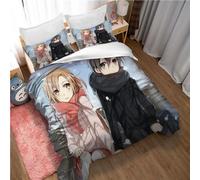 Parure De Lit Moderne Et Taies d'oreiller X 2 avec Sword Art Online, Housse De Couette Réversible en Coton Hypoallergénique Confortable (200 x 200 cm,SAO 01)