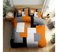 Parure de Lit Motif Carré Géométrique 200 x 200 cm Housse de Couette en Microfibre, Ensemble de Literie pour Filles Garçon Ado, Multicolore Imprimé Housse de Couette