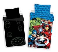 Parure de lit, motif d’Avengers, phosphorescente dans l’obscurité, dimensions : 140 x 200 cm, 70 x 90 cm, 100 % coton