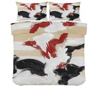 Parure de lit Motif Vache Abstrait - Housse de Couette Art Moderne 230x220 - Literie Réversible avec 2 Taies d'oreiller - Fermeture Éclair - Douce Respirante Toutes Saisons Qi256