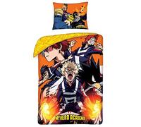 Halantex Parure de Lit My Hero Academia 100% Coton, Housse de Couette Réversible 140x200 cm + Taie d'oreiller