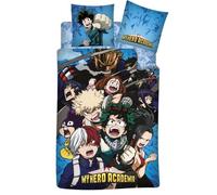 My Hero Academia Parure de lit 3 Pièces 100% Coton - Housse de Couette 140x200 cm + Taie d'oreiller 65x65 cm + Drap-Housse Assorti 90x190 cm…