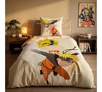 Aymax! Parure de lit Naruto 1 personne – Housse de couette 140x200 cm et Taie 65x65 cm – Réversible