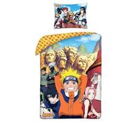 Halantex Naruto Parure de lit 140 x 200 cm et taie d'oreiller 70 x 90 cm 100% Coton Multicolore