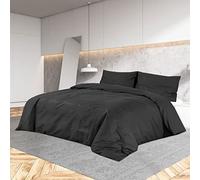Parure de lit noire, 200 x 200 cm, 100 % coton, avec 2 taies d'oreiller, facile d'entretien, infroissable, moderne, parfaitement adaptée pour la chambre à coucher avec un grand confort de sommeil et