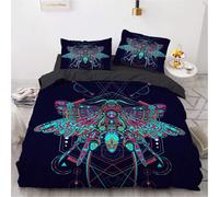 Parure De Lit Noire, Plusieurs Tailles, Housse De Couette 52 % Coton, Douce Et Confortable, Motif Animaux, Avec 2 Taies D'oreiller 80 X 80 Cm, Anti-Mites