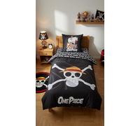 Parure de Lit One Piece 140x200 - Housse de Couette Réversible + Taie 63x63 + Drap-Housse 90x200 - Set 3 Pièces Complet - Produit Officiel One Piece - Microfibre Oeko-TEX® - Lit 1 Personne