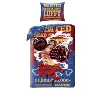 Parure de lit One PIECE Monkey D. Luffy WANTED - Housse de couette 140x200cm avec taie d'oreiller 70x90cm - 100% Polyester Multicolore