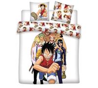 Parure de Lit One Piece Team 2 Personnes, Housse de Couette 240x220 cm + 2 Taies d'oreiller 65x65 cm, Polycoton