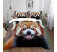 Parure de Lit Panda Animal Housse de Couette, Photographie Animalière Panda Roux Motif pour Adultes, Hommes, Adolescents et Enfants, Comprend 140 x 200 cm Housse de Couette et 2 Taies d'Oreiller