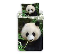 Parure de lit - Panda - Réversible - 100% Coton - Noir et blanc