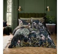 Parure de lit Paoletti Sherwood Forest - Parure de lit de Luxe en Satin de Coton avec Passepoil Woodland Wildlife (Vert forêt/Noir - Super King)
