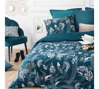 Parure de lit ""Art Déco Paon"" coton 240x220cm - Atmosphera createur d'interieur