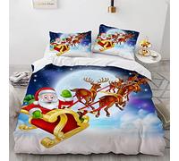 Parure De Lit Pas Cher Pere Noel Père Noël Polyester Coton Housse De Couette 240X260 Fille Pas De Repassage avec 2 Taies d'oreiller 65X65Cm 240X260Cm