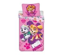 Parure de lit - Pat Patrouille - Housse de couette 140x200 cm - Taie d'oreiller 65x65 cm - Rose - Oeko Tex