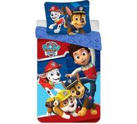 Parure de Lit Pat Patrouille Paw Patrol Microfibre 140x200 cm - Housse de Couette + Taie d'oreiller 63x63 cm - Enfant - Douce Légère - Chien Secours Chambre (A)