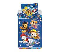 Parure de lit Paw Patrol 140 x 200 cm avec taie d'oreiller 60 x 65 cm | 100 % coton | Motif « Rescue Team Adventure » | Parure de lit douce et respirante pour enfants | Chase, Marshall & Skye |