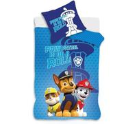 Parure de lit Paw Patrol bleu pour lit bébé | Housse de couette 100 x 140 cm + taie d'oreiller 40 x 45 cm | 100 % coton | Parure de lit douce et respirante pour lit de bébé ou enfant | Motif chiot