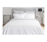 Parure de lit percale 80 fils/cm² - Housse de couette 220 x 240 cm + 2 taies d'oreiller - Blanc bourdon beige - CHARMY de PALACIO