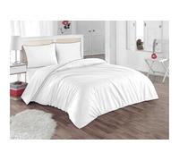 Parure de lit percale de coton 80 fils/cm² - Housse de couette 240 x 260 cm + 2 taies d'oreiller 63 x 63 cm - Blanc passepoil bleu- AGAMI de PALACIO