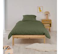 Parure De Lit Percale De Coton Unie Kaki 140X200 63X63