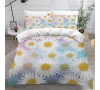 Parure De Lit Personnes Marguerite Blanche Imprimé D Housse De Couette X Avec Fermeture Éclair Avec Taie D'oreiller Xcm Doux Polyester Pièces Chrys