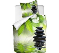 Parure De Lit Pi¿¿Ces Avec Housse De Couette Et Taie D'oreiller,Green Leaf Zen Stone, X Cm / X Cm X ,Multi