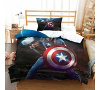 Parure De Lit Pi¿¿Ces Pour Captain America Marvel Comics Impression D Housse De Couette En Microfibre Hypoallergique Avec Fermeture ¿¿Clair Single£¿Xcm£©