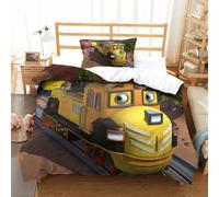 Parure De Lit Pi¿¿Ces Pour Chuggington Animated Train Impression D Housse De Couette En Microfibre Hypoallergique Avec Fermeture ¿¿Clair Single£¿