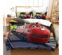Parure De Lit Pi¿¿Ces Pour Chuggington Animated Train Impression D Housse De Couette En Microfibre Hypoallergique Avec Fermeture ¿¿Clair Double£¿