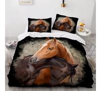 Parure De Lit Pi¿¿Ces Pour Personnes Deux Chevaux Qui S'embrassent Enfants Impression D Housse De Couette Xcm Microfibre Hypoallergique Avec Fermetur