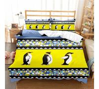 Parure De Lit Pingouin Mignonne - Housse De Couette 100 % Coton Lavé, Respirante, Durable Et Douce - Qualité Hôtelière Avec Fermeture Éclair, Pingouin