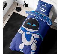 Parure de lit Playstation 135x200 - Idée cadeau pour fans de jeux Astro Bot, 1x taie d'oreiller 80x80 + housse de couette 135x200, avec fermeture éclair - Motif réversible - Produit pour fan