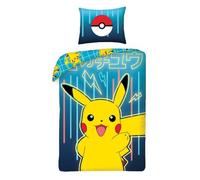 Parure de lit - POKEMON - Housse de couette 140x200cm - Réversible - Motif Pikachu - Microfibre
